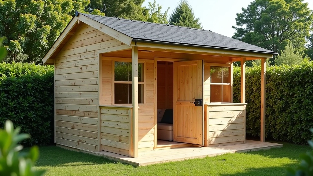 Completed garden shed with weatherproof roof and sealed exterior, showing long-term protection against weather